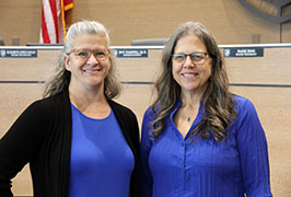  Two Women Wearing Purple tops